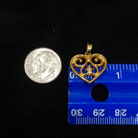 James Avery Pendant Charm 14K Gold Filigree French Scroll Heart Love - Picture 6 of 8